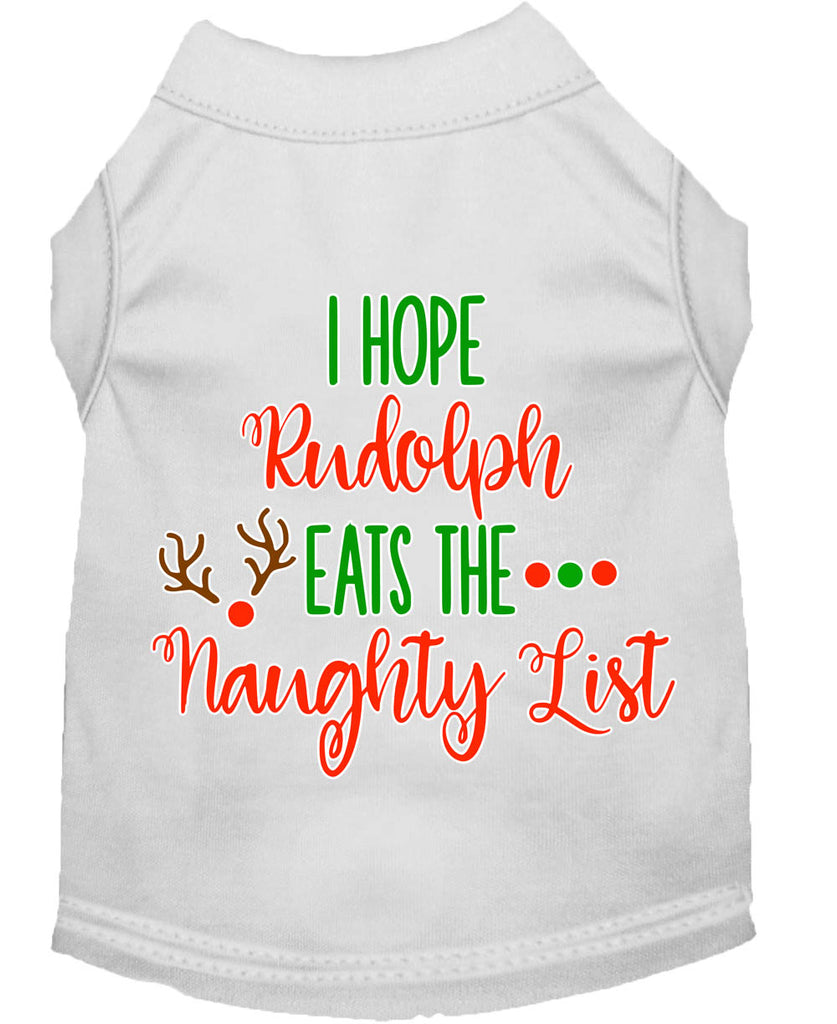 Hope Rudolph Eats Naughty List Screen Print Dog Shirt White Med