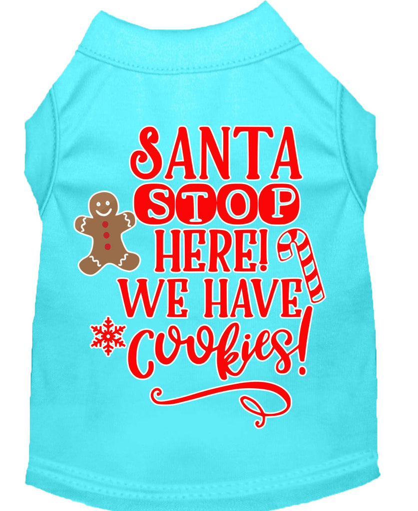 Santa, We Have Cookies Screen Print Dog Shirt Aqua Xxl