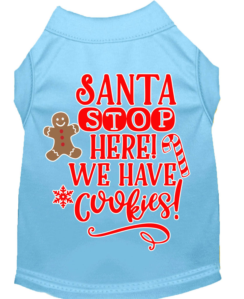 Santa, We Have Cookies Screen Print Dog Shirt Baby Blue Lg