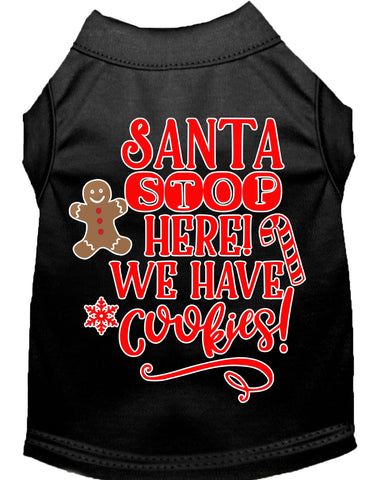 Santa, We Have Cookies Screen Print Dog Shirt Black Lg