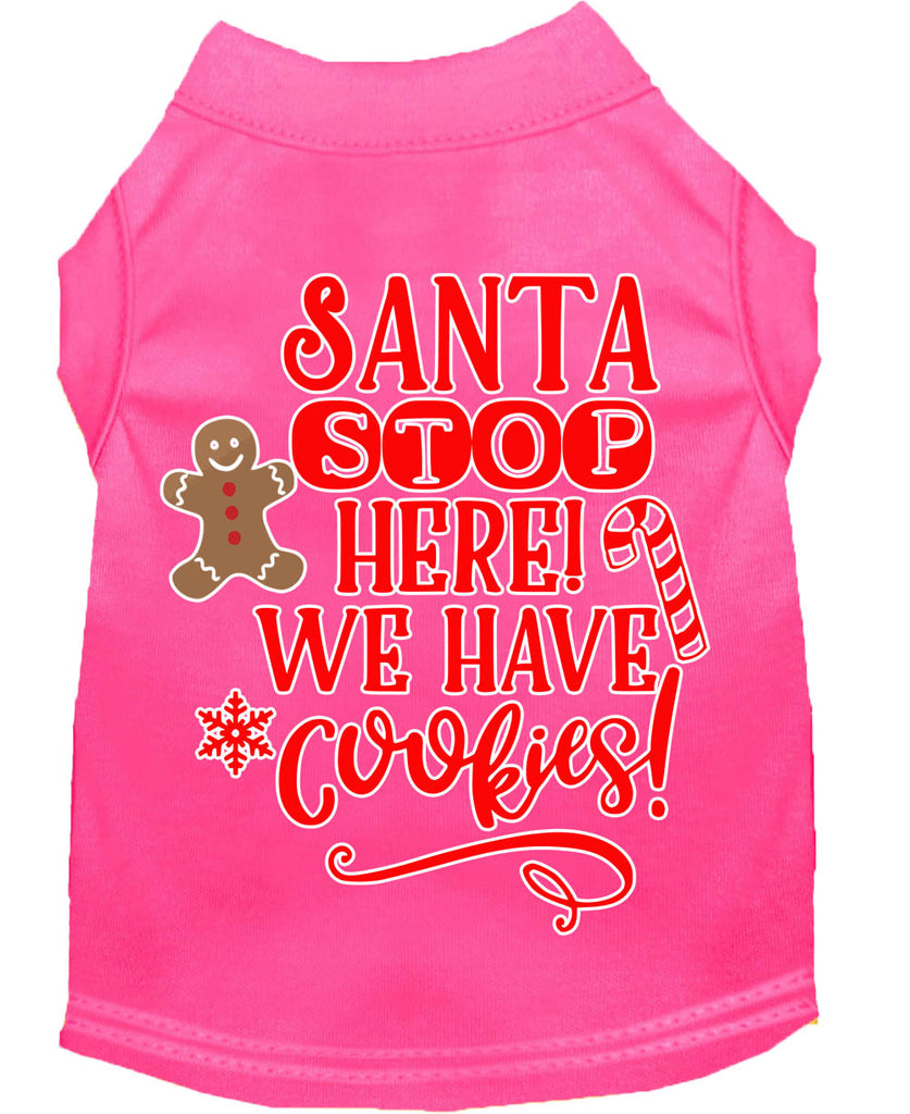 Santa, We Have Cookies Screen Print Dog Shirt Bright Pink Lg