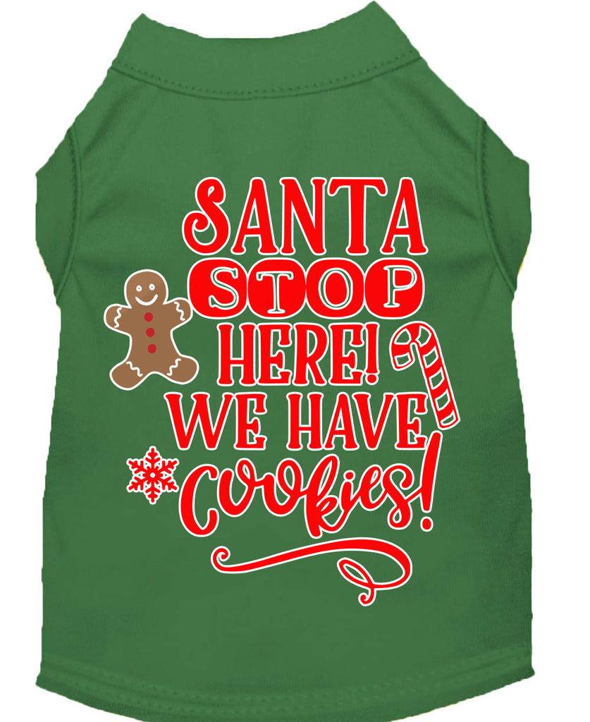 Santa, We Have Cookies Screen Print Dog Shirt Green Med