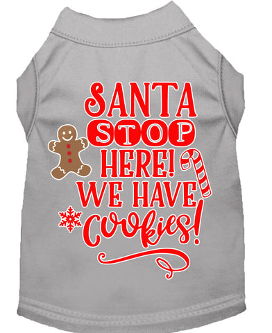 Santa, We Have Cookies Screen Print Dog Shirt Grey Lg