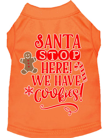 Santa, We Have Cookies Screen Print Dog Shirt Orange Lg