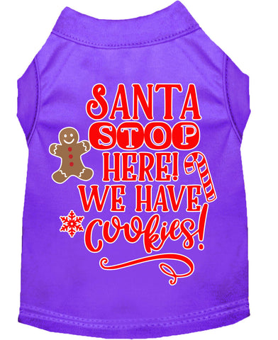 Santa, We Have Cookies Screen Print Dog Shirt Purple Med