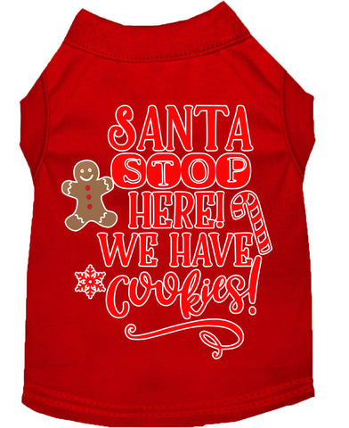 Santa, We Have Cookies Screen Print Dog Shirt Red Sm