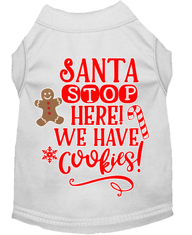 Santa, We Have Cookies Screen Print Dog Shirt White Xl