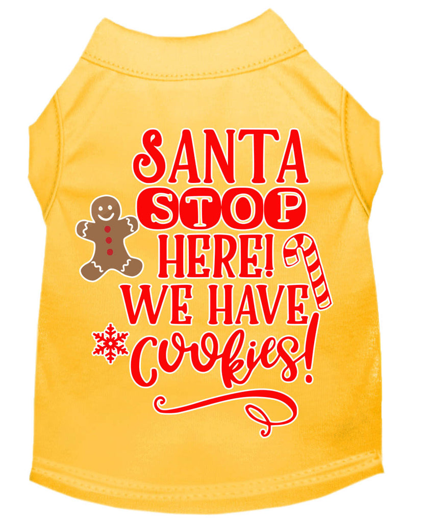 Santa, We Have Cookies Screen Print Dog Shirt Yellow Lg