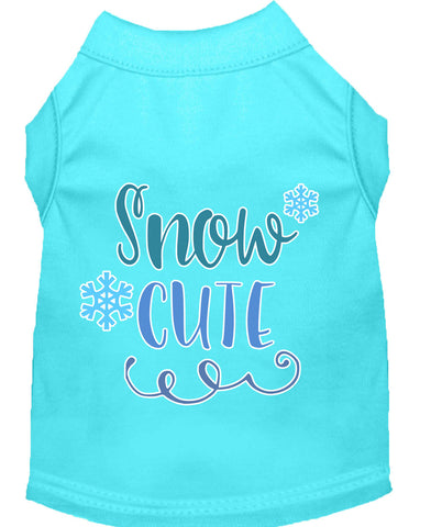 Snow Cute Screen Print Dog Shirt Aqua Lg