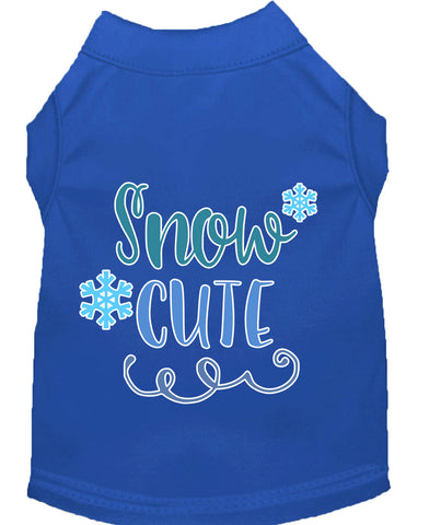 Snow Cute Screen Print Dog Shirt Blue Med