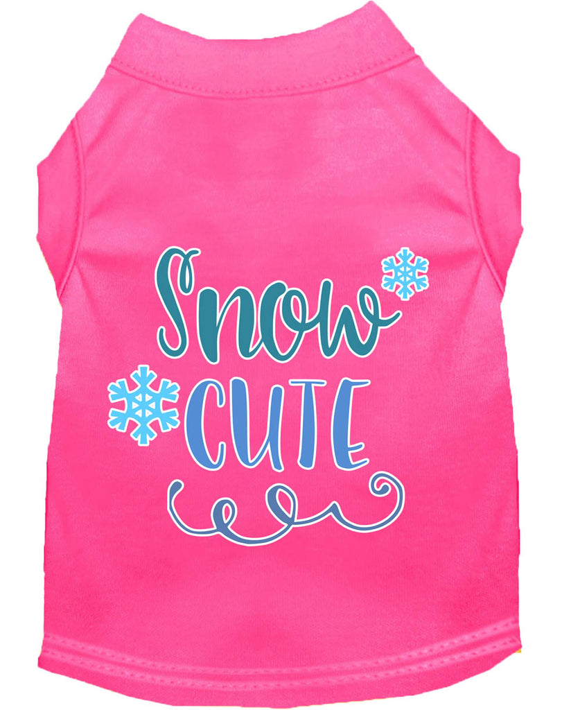 Snow Cute Screen Print Dog Shirt Bright Pink Lg