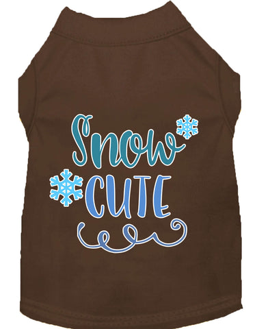 Snow Cute Screen Print Dog Shirt Brown Sm