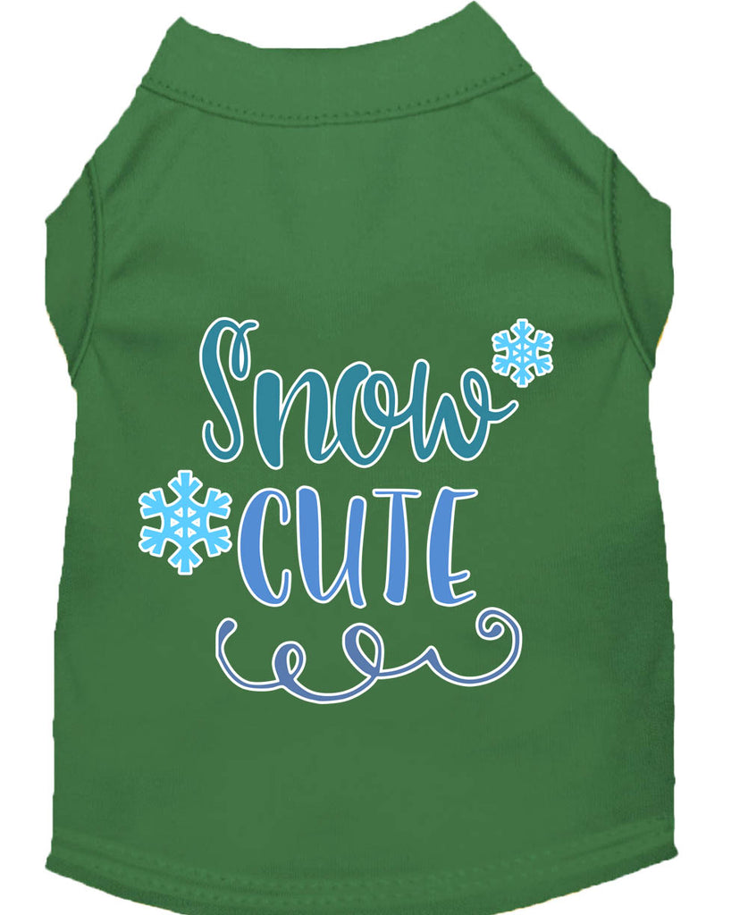 Snow Cute Screen Print Dog Shirt Green Med