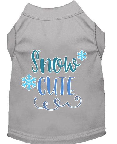 Snow Cute Screen Print Dog Shirt Grey Lg