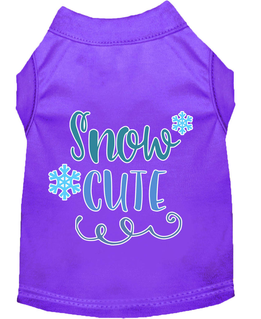 Snow Cute Screen Print Dog Shirt Purple Xs