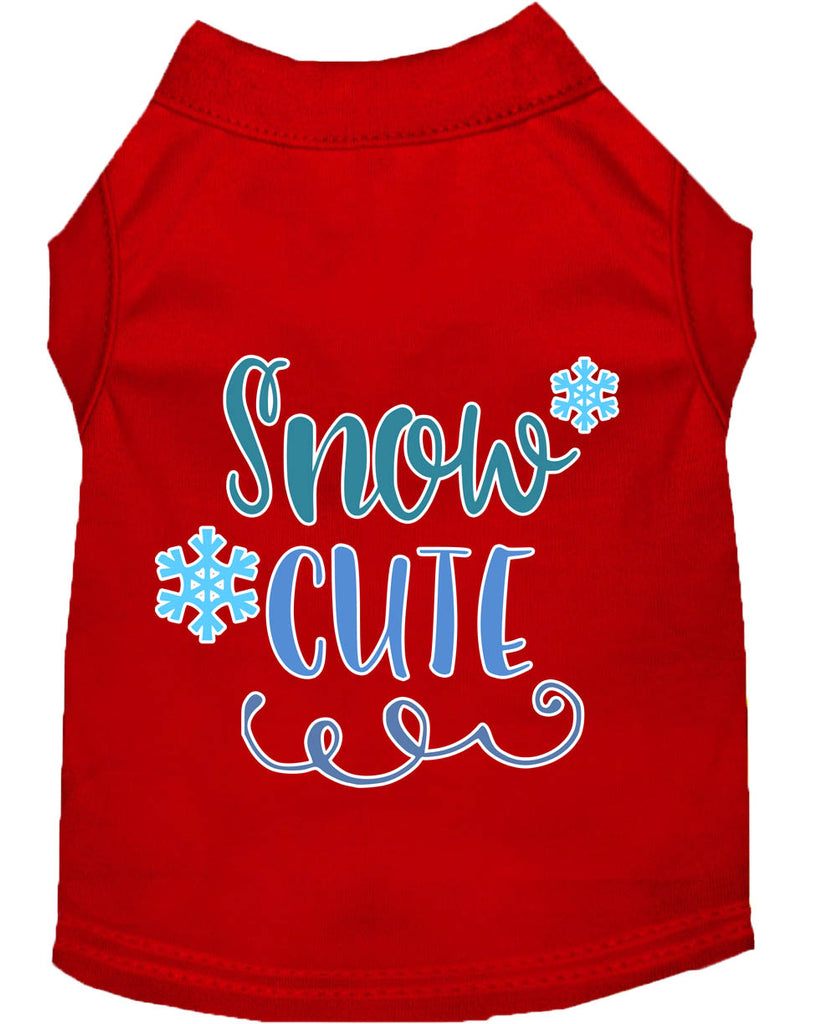 Snow Cute Screen Print Dog Shirt Red Med