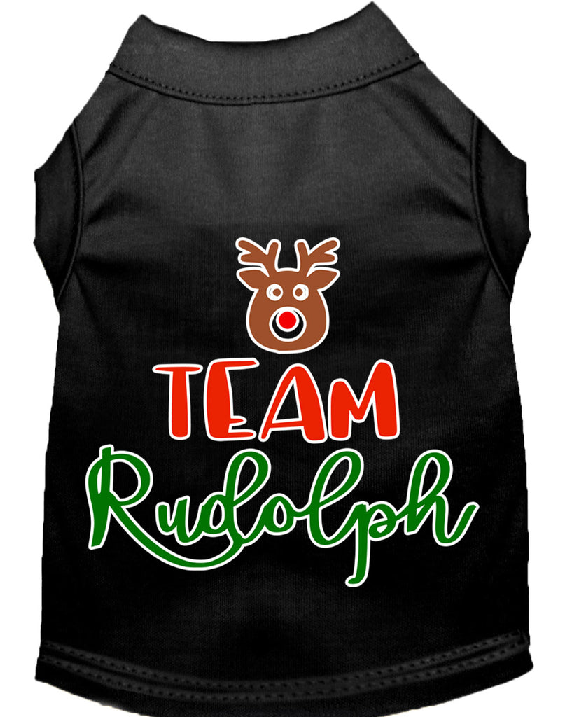 Team Rudolph Screen Print Dog Shirt Black Lg