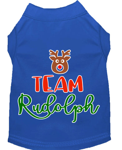 Team Rudolph Screen Print Dog Shirt Blue Sm