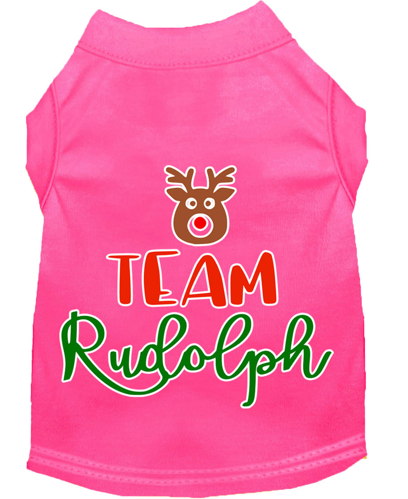 Team Rudolph Screen Print Dog Shirt Bright Pink Xxxl