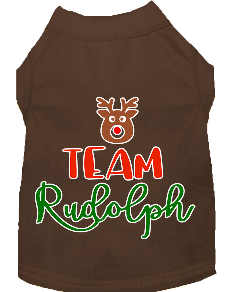 Team Rudolph Screen Print Dog Shirt Brown Med