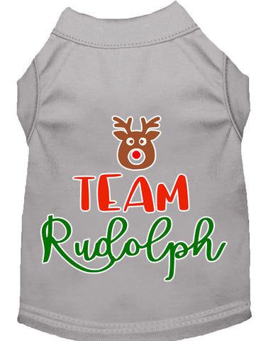 Team Rudolph Screen Print Dog Shirt Grey Lg