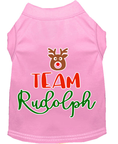 Team Rudolph Screen Print Dog Shirt Light Pink Lg