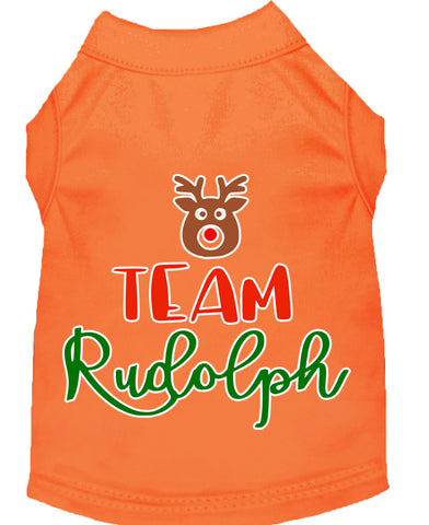 Team Rudolph Screen Print Dog Shirt Orange Lg