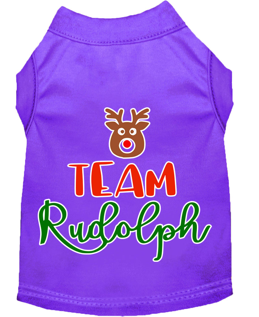 Team Rudolph Screen Print Dog Shirt Purple Xxl