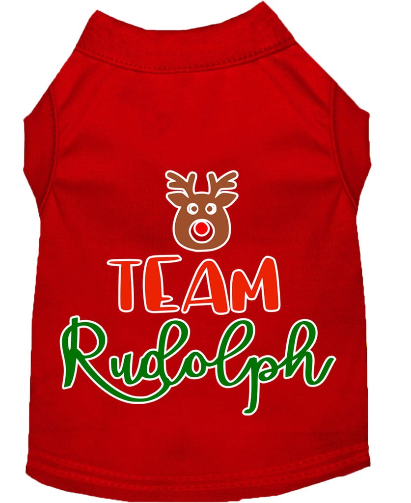 Team Rudolph Screen Print Dog Shirt Red Lg