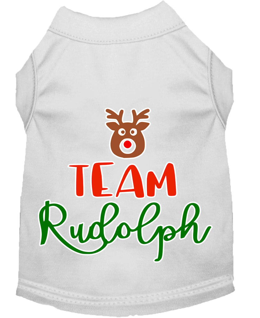 Team Rudolph Screen Print Dog Shirt White Med