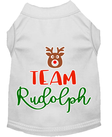 Team Rudolph Screen Print Dog Shirt White Xl