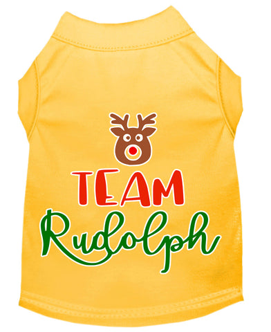 Team Rudolph Screen Print Dog Shirt Yellow Med