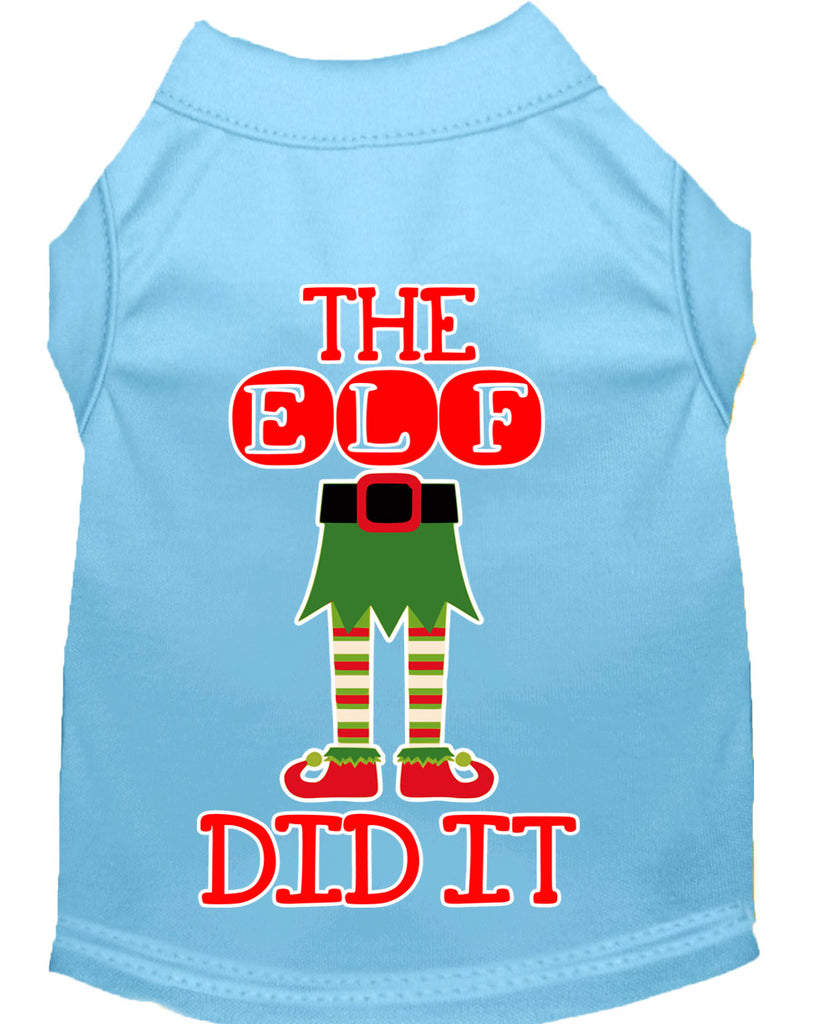 The Elf Did It Screen Print Dog Shirt Baby Blue Med