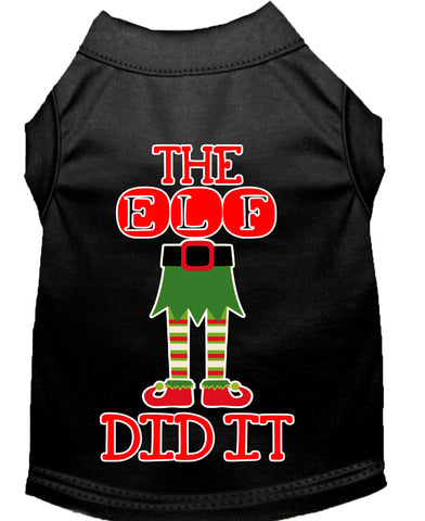 The Elf Did It Screen Print Dog Shirt Black Lg