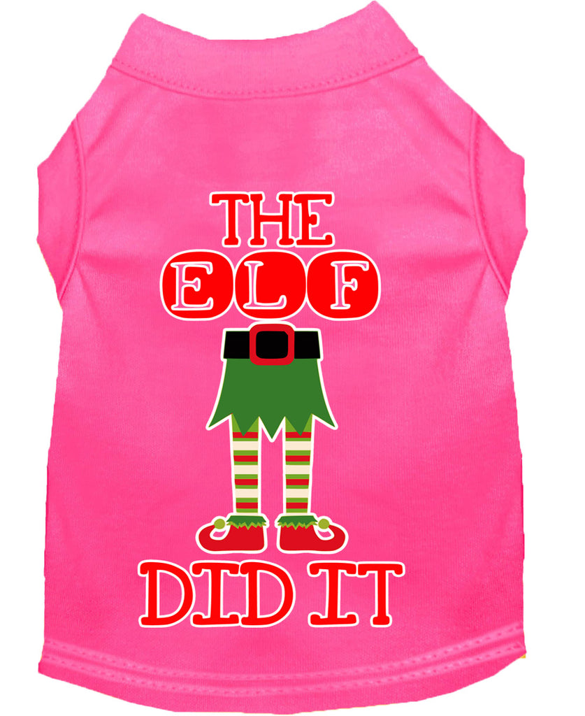 The Elf Did It Screen Print Dog Shirt Bright Pink Lg