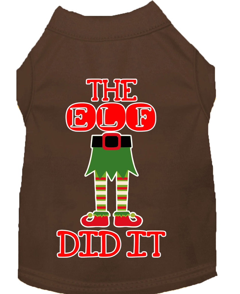 The Elf Did It Screen Print Dog Shirt Brown Xl