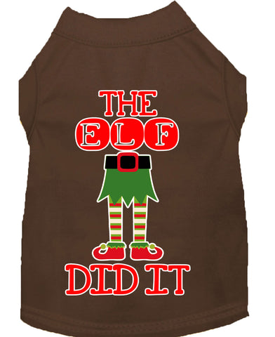 The Elf Did It Screen Print Dog Shirt Brown Xs