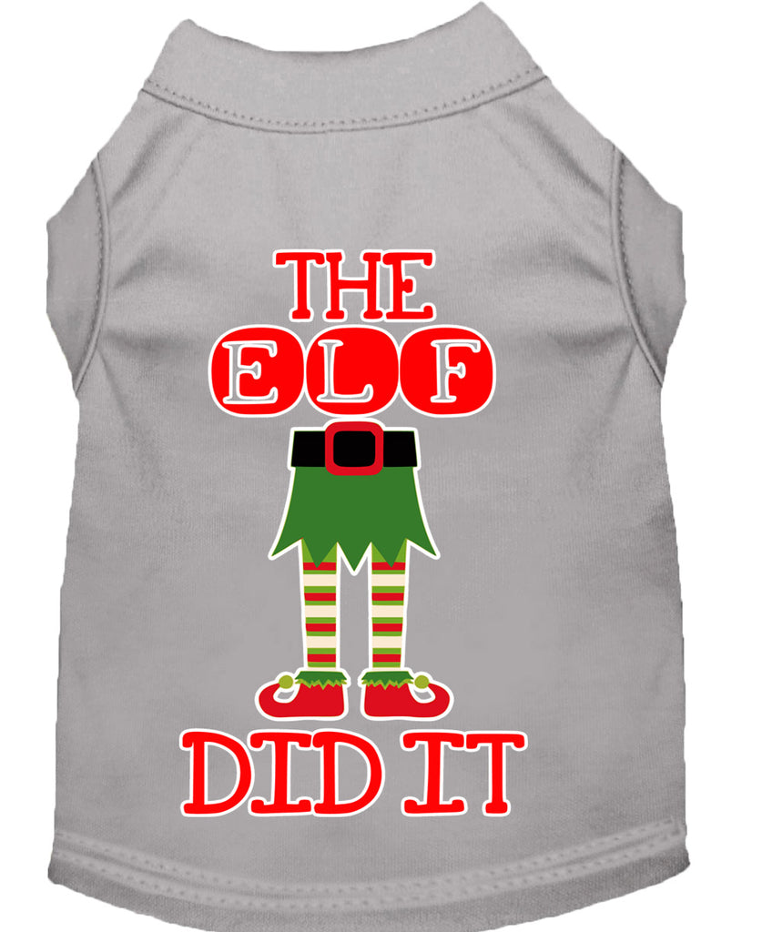 The Elf Did It Screen Print Dog Shirt Grey Lg