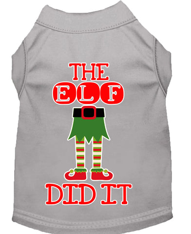 The Elf Did It Screen Print Dog Shirt Grey Med