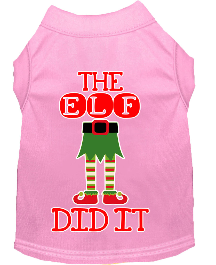 The Elf Did It Screen Print Dog Shirt Light Pink Lg