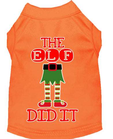 The Elf Did It Screen Print Dog Shirt Orange Xxl