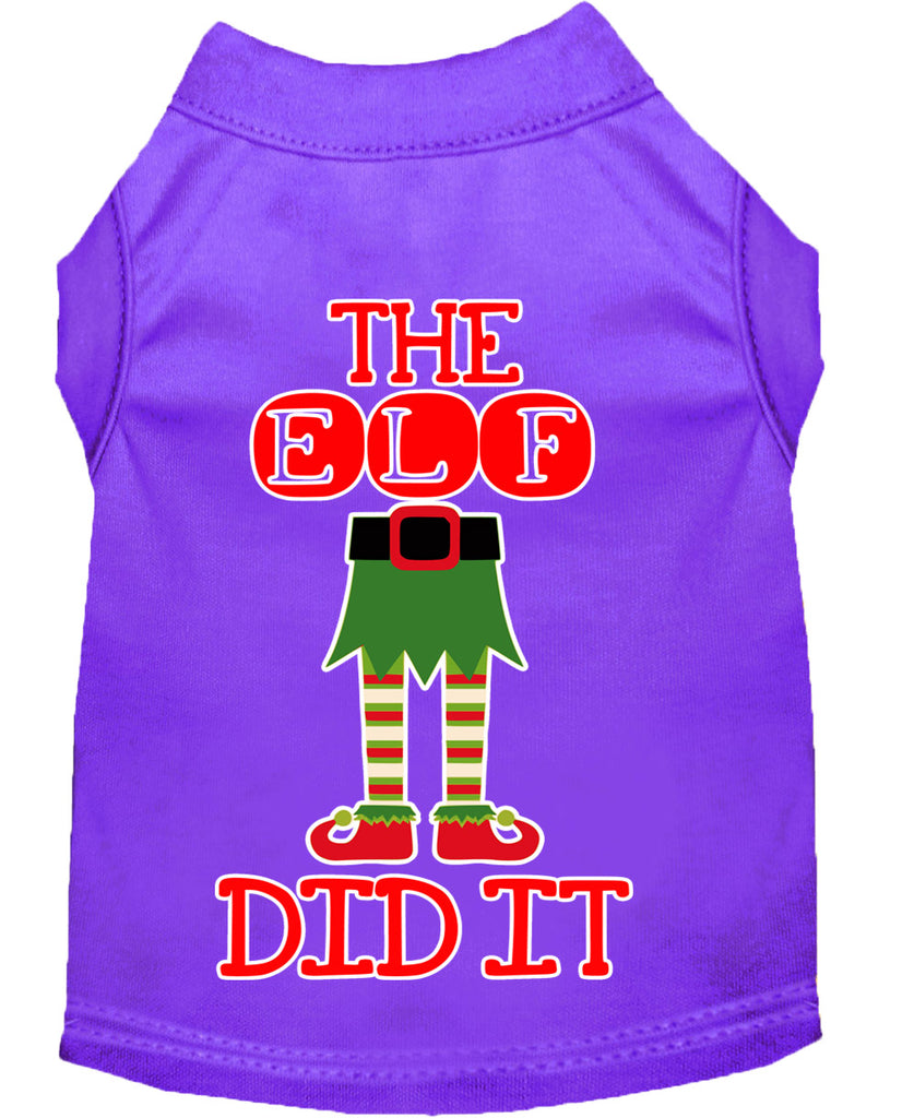 The Elf Did It Screen Print Dog Shirt Purple Sm