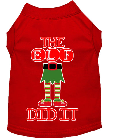 The Elf Did It Screen Print Dog Shirt Red Lg