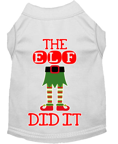 The Elf Did It Screen Print Dog Shirt White Xl