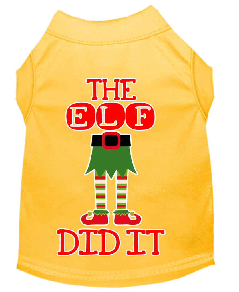 The Elf Did It Screen Print Dog Shirt Yellow Lg