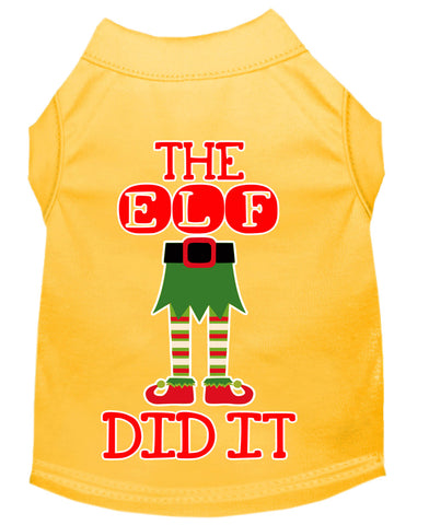 The Elf Did It Screen Print Dog Shirt Yellow Med