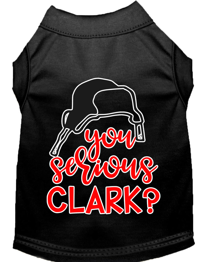 You Serious Clark? Screen Print Dog Shirt Black Lg