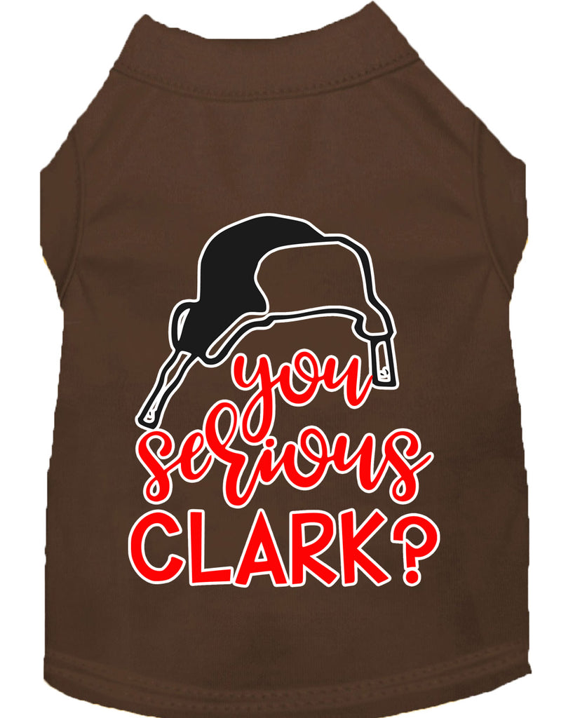 You Serious Clark? Screen Print Dog Shirt Brown Xl