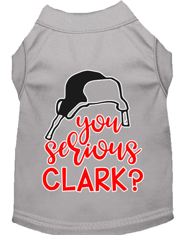 You Serious Clark? Screen Print Dog Shirt Grey Med