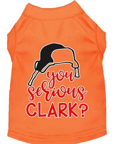 You Serious Clark? Screen Print Dog Shirt Orange Sm